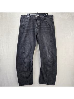 Free People We The Free Barrel Jeans Womens 31 (Fits 36x29) Black Denim Baggy